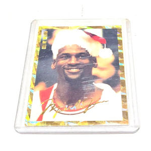 Michael Jordan Christmas Promo Basketball Card Santa Hat Gold Foil